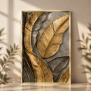 Quadro Folhas Douradas 3D
