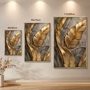 Quadro Folhas Douradas 3D