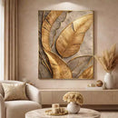Quadro Folhas Douradas 3D