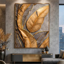 Quadro Folhas Douradas 3D